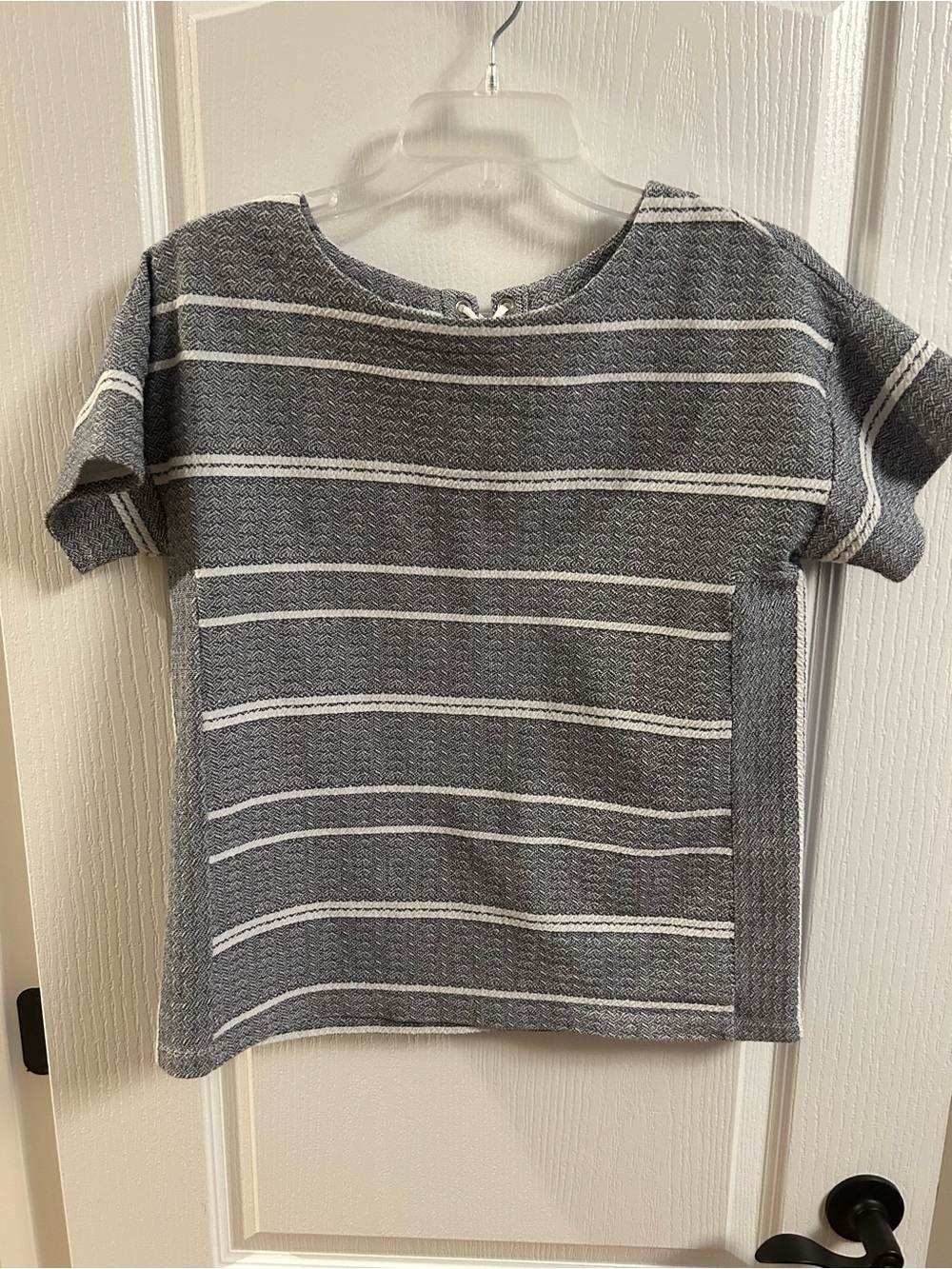 Chico's Weekends Navy and White Striped Knit Top